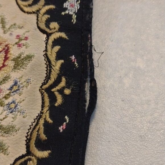 Vintage Floral Petit Point Embroidery Evening Fold-over Wallet Purse - Picture 8 of 9